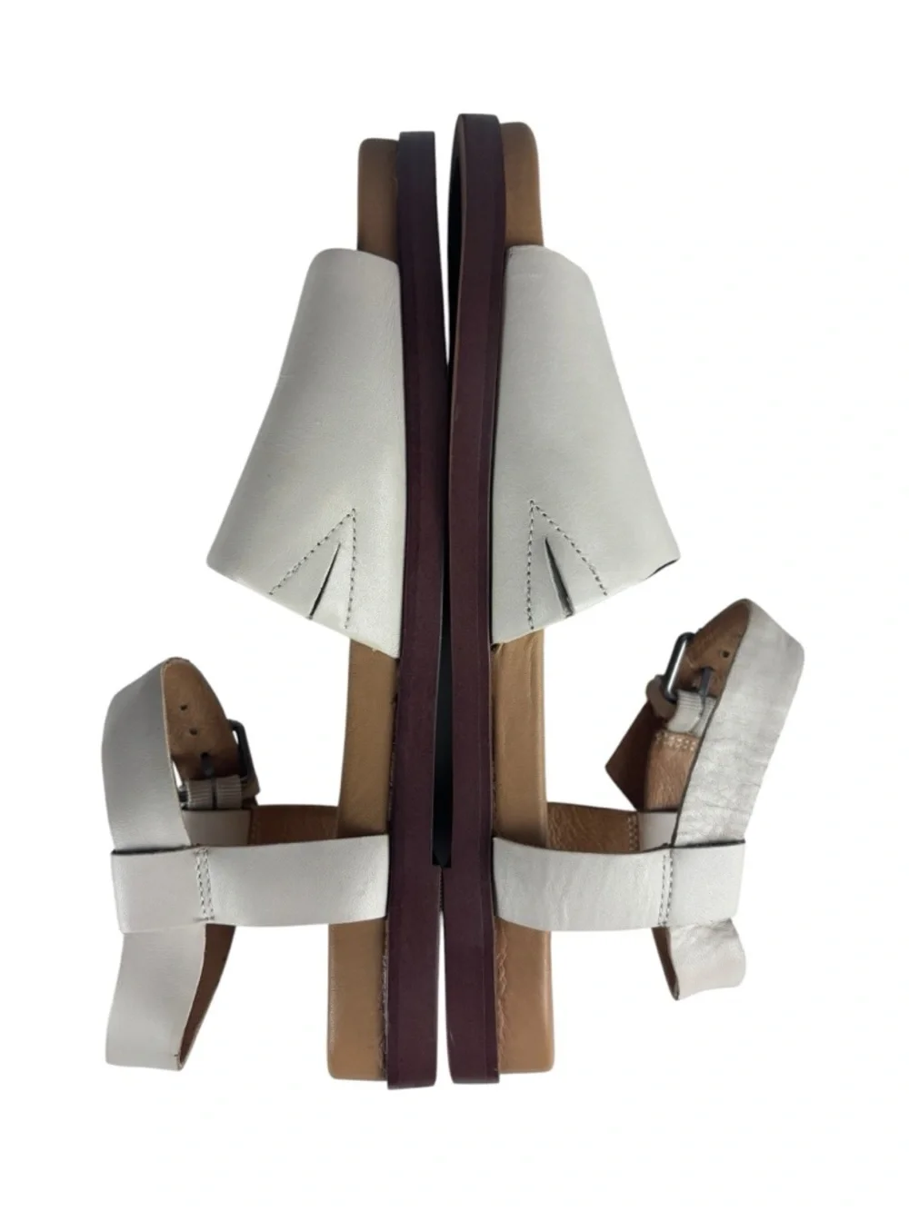 MADEWELL ND986 PALE OYSTER THE NOELLE ANKLE STRAP FLAT LEATHER SANDALS